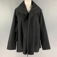 YOHJI YAMAMOTO Size L Black Wool High Collar Coat