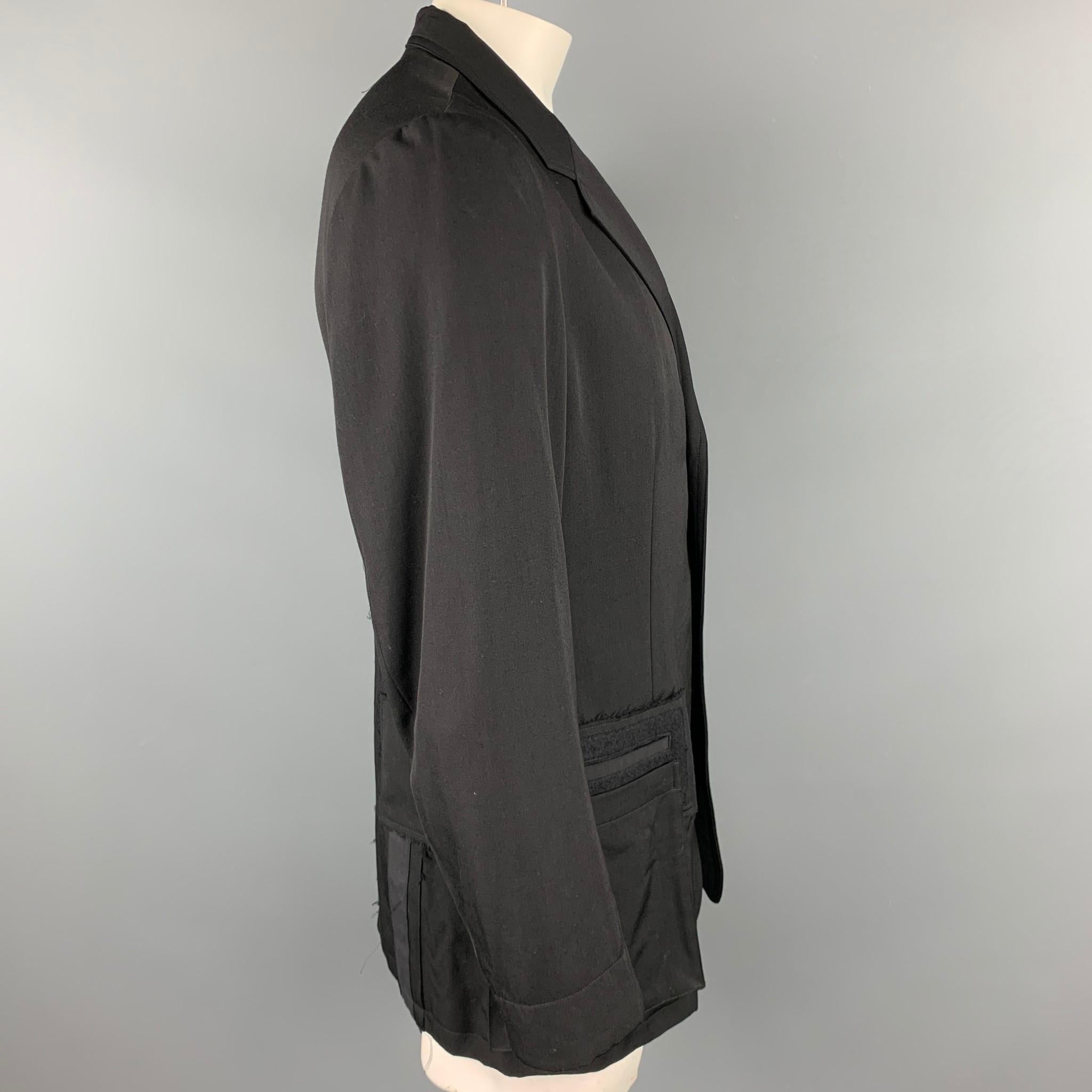 YOHJI YAMAMOTO Size L Black Wool Notch Lapel Buttoned Jacket In Excellent Condition In San Francisco, CA