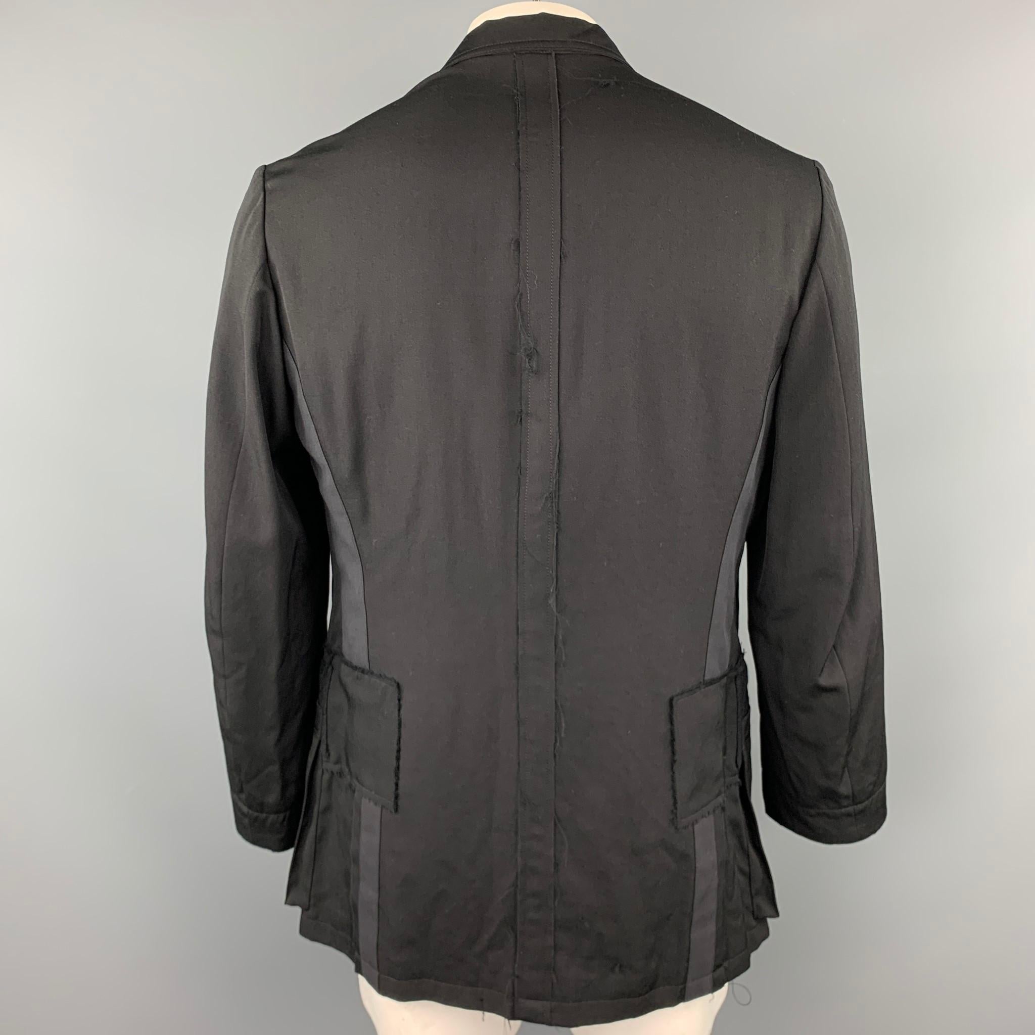 Men's YOHJI YAMAMOTO Size L Black Wool Notch Lapel Buttoned Jacket