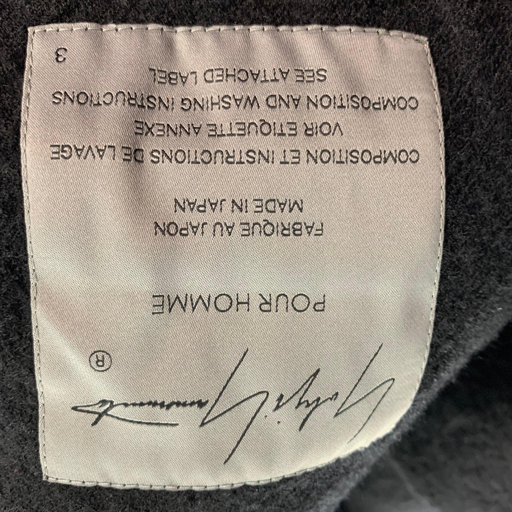 YOHJI YAMAMOTO Size L Black Wool Zip Up Jacket For Sale 2