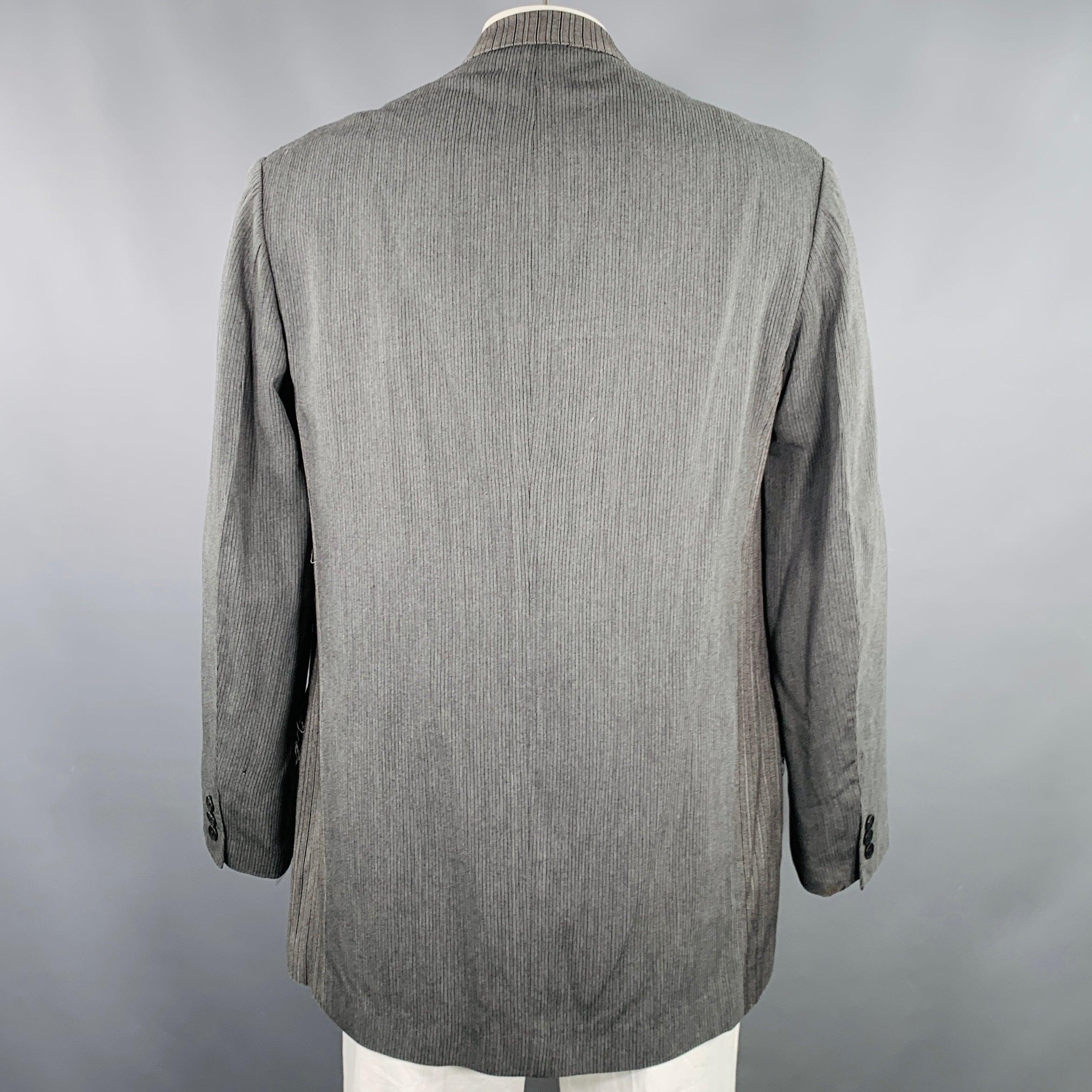 Yohji Yamamoto Giacca in misto seta a righe grigie e nere taglia L. In condizioni buone in vendita a San Francisco, CA