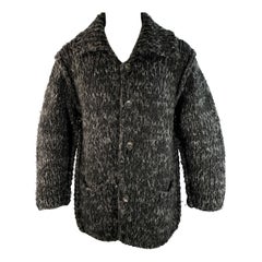 YOHJI YAMAMOTO Size M Black Grey Knitted Wool Blend Chunky Jacket