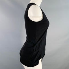 YOHJI YAMAMOTO Größe M Schwarzer Jersey Ärmelloses Asymmetrisches Tank Casual Top