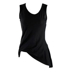 YOHJI YAMAMOTO Größe M Schwarzer Jersey Ärmelloses Asymmetrisches Tank Casual Top