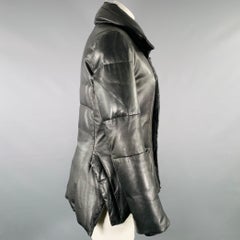YOHJI YAMAMOTO Size M Black Lambskin Leather Quilted Zip Up Jacket