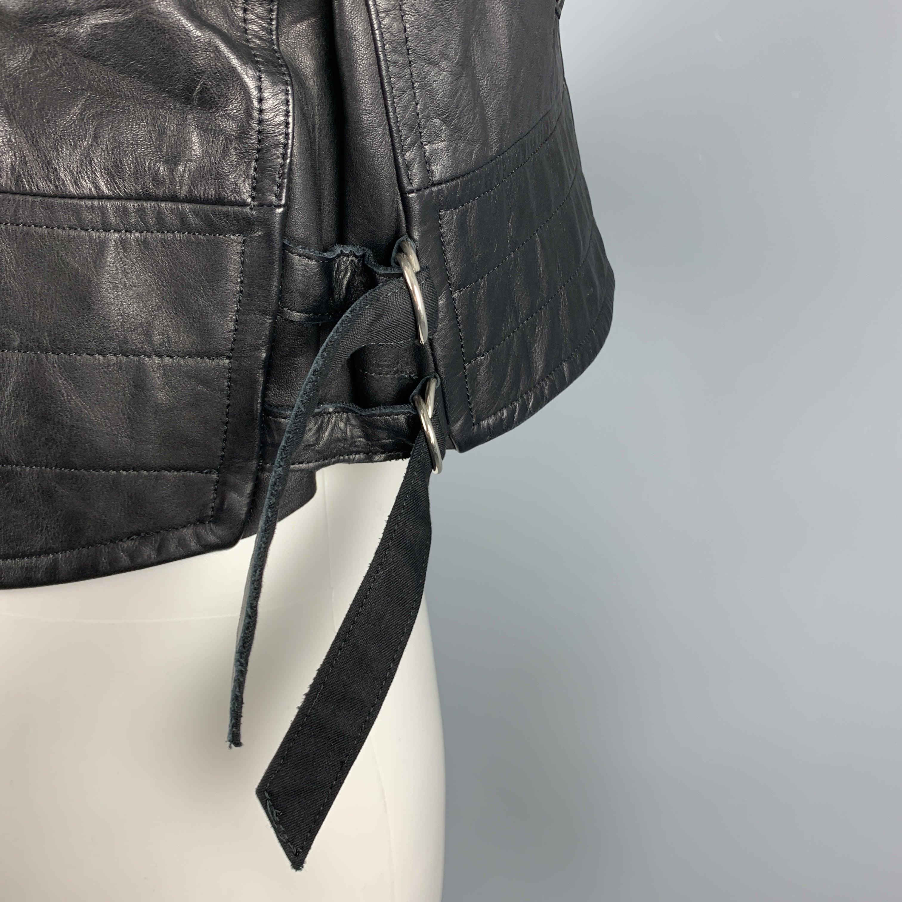 YOHJI YAMAMOTO Size M Black Leather Solid Sheep Skin Biker Vest (Outerwear) For Sale 3