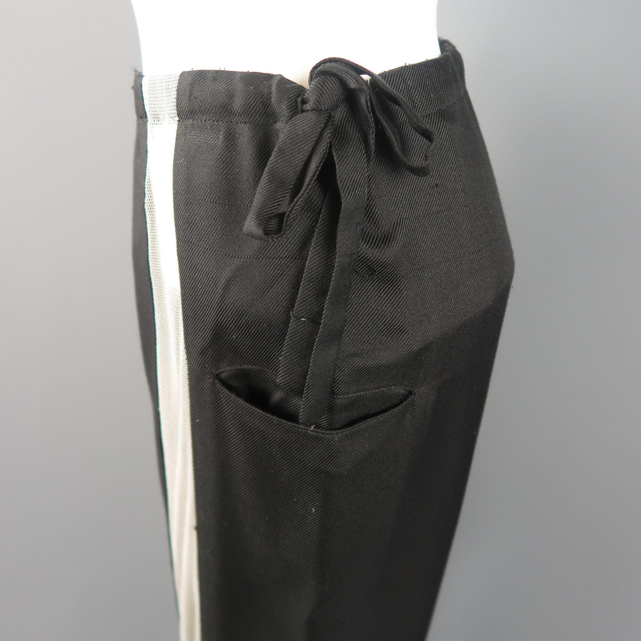 YOHJI YAMAMOTO Size M Black Silk Dress Pants 1