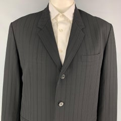 YOHJI YAMAMOTO Size M Black Stripe Wool Oversized Coat