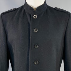 YOHJI YAMAMOTO Size M Black Wool Nehru Collar Tails Overcoat