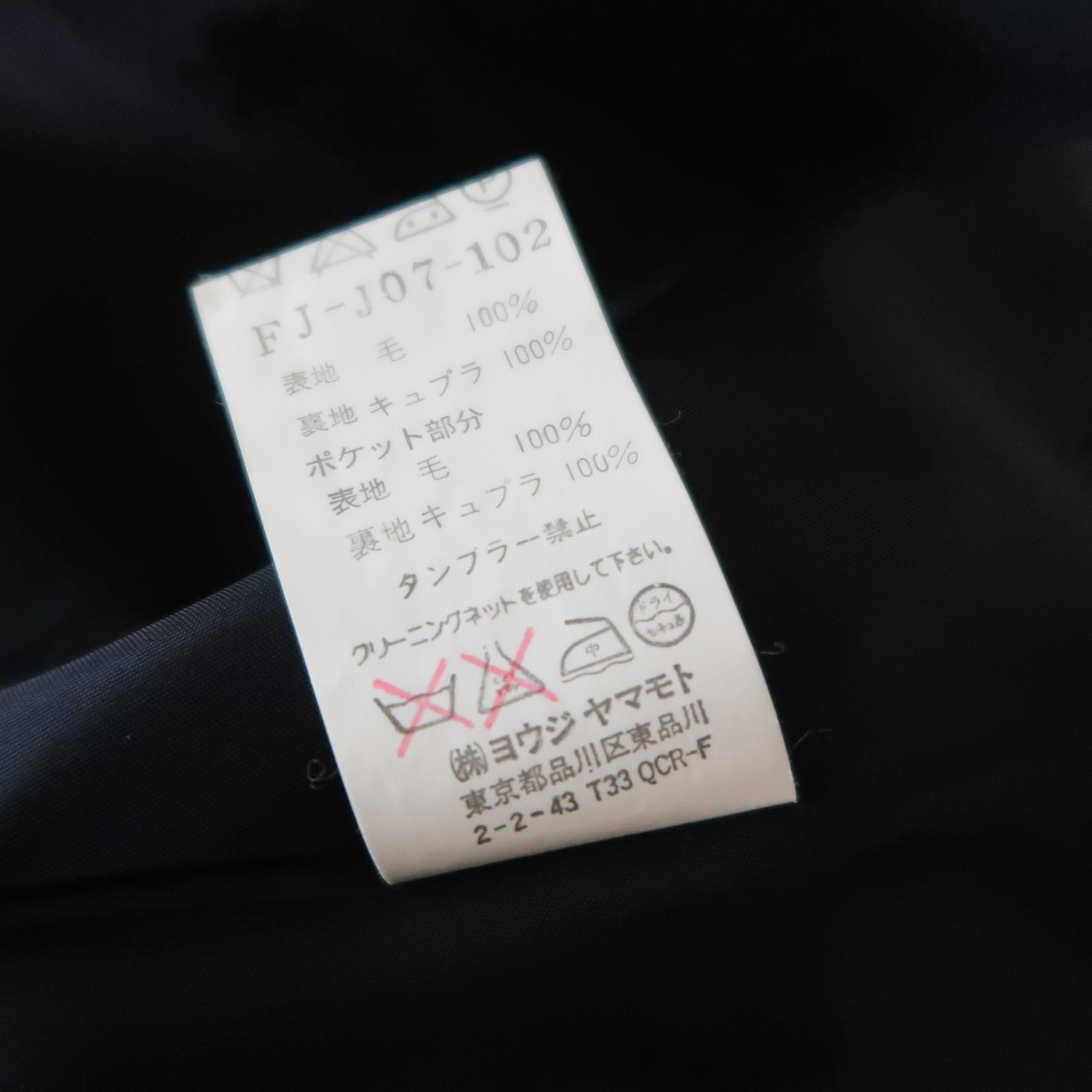 YOHJI YAMAMOTO Size M Black Wool Point Lapel Zip Patch Flap Pocket Coat 6