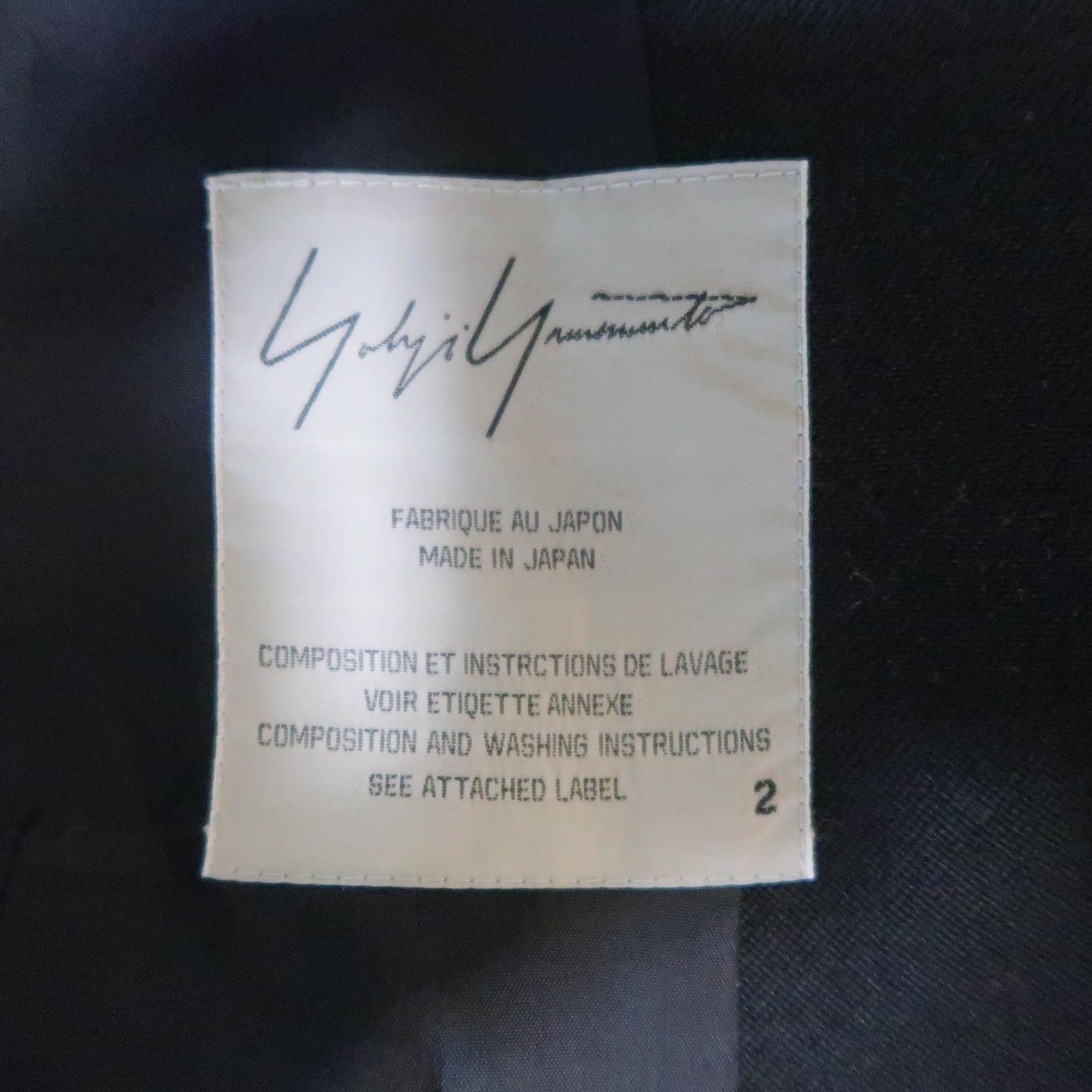 YOHJI YAMAMOTO Size M Black Wool Point Lapel Zip Patch Flap Pocket Coat 4