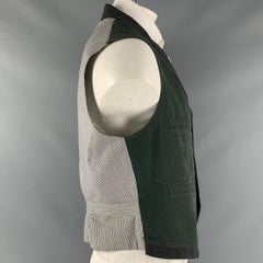 YOHJI YAMAMOTO Size M Grey Dark Green Mixed Patterns Silk Blend Vest