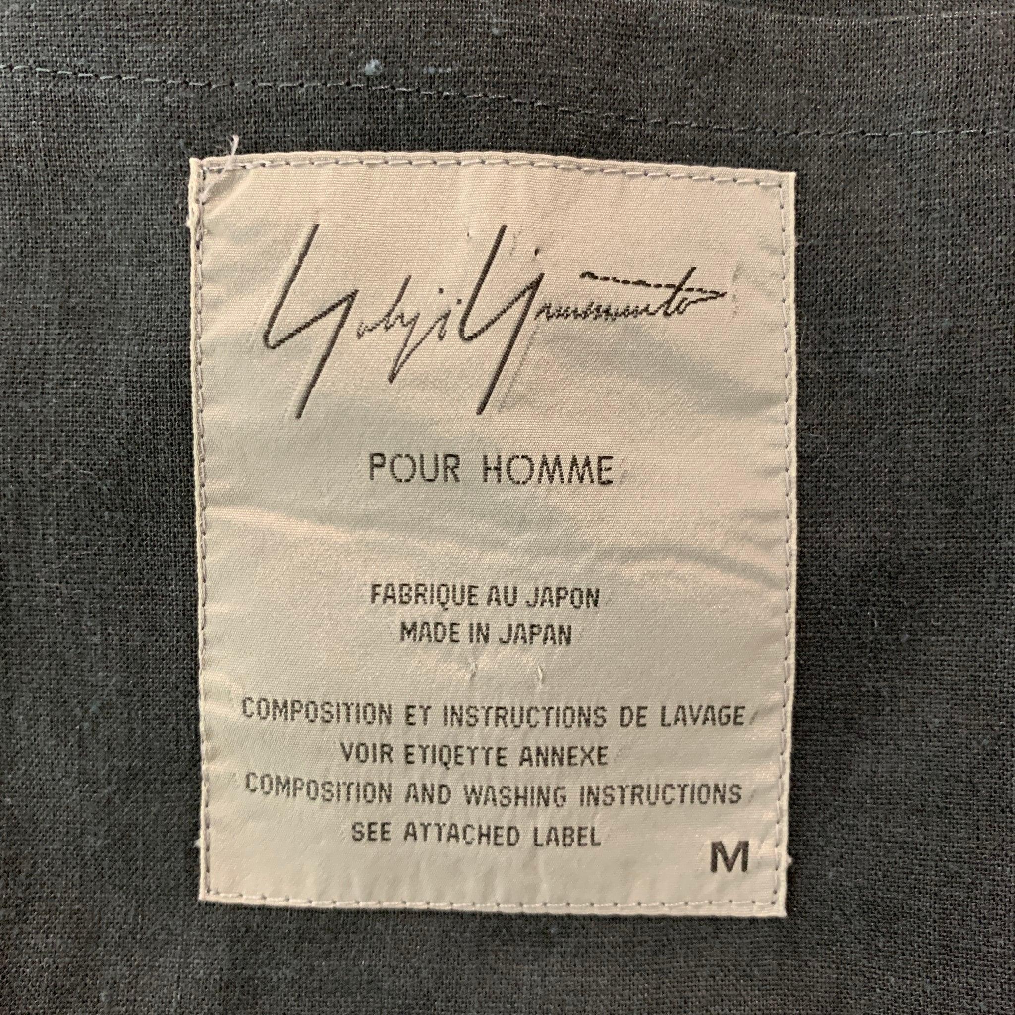 YOHJI YAMAMOTO - Gilet en soie gris foncé vert à motifs mixtes, taille M en vente 2