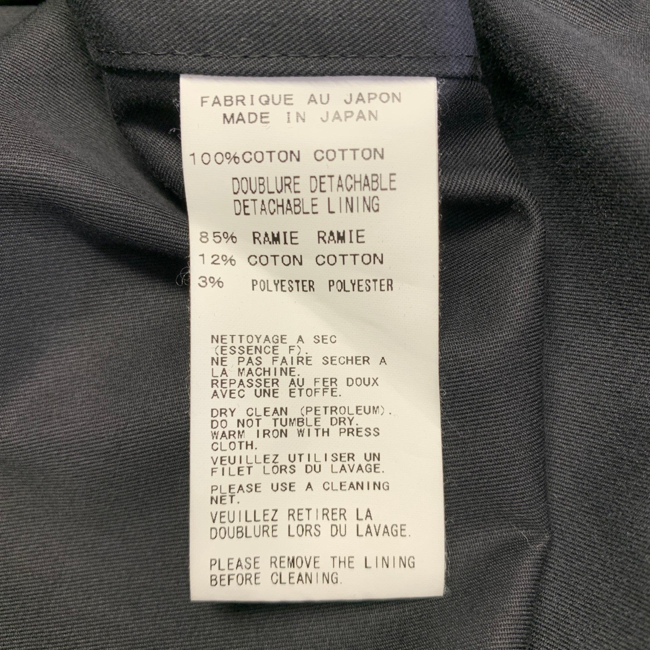Yohji Yamamoto Taglia S Cappotto in cotone nero con risvolto a tacche in vendita 5