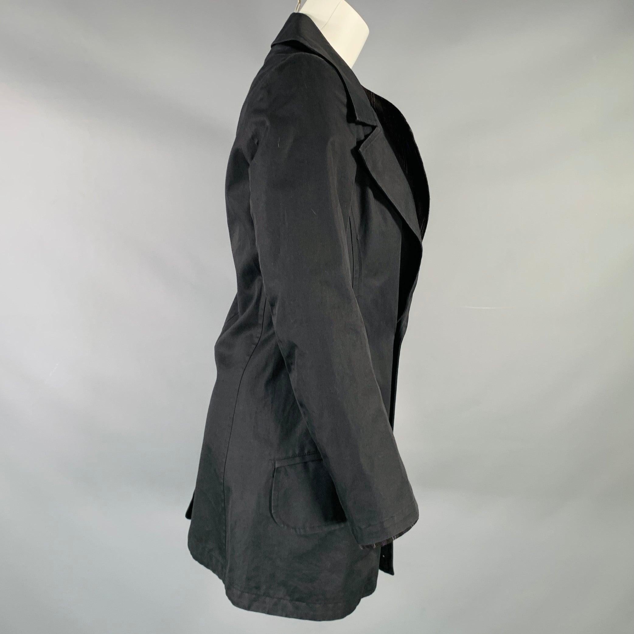 Yohji Yamamoto Taglia S Cappotto in cotone nero con risvolto a tacche In condizioni buone in vendita a San Francisco, CA