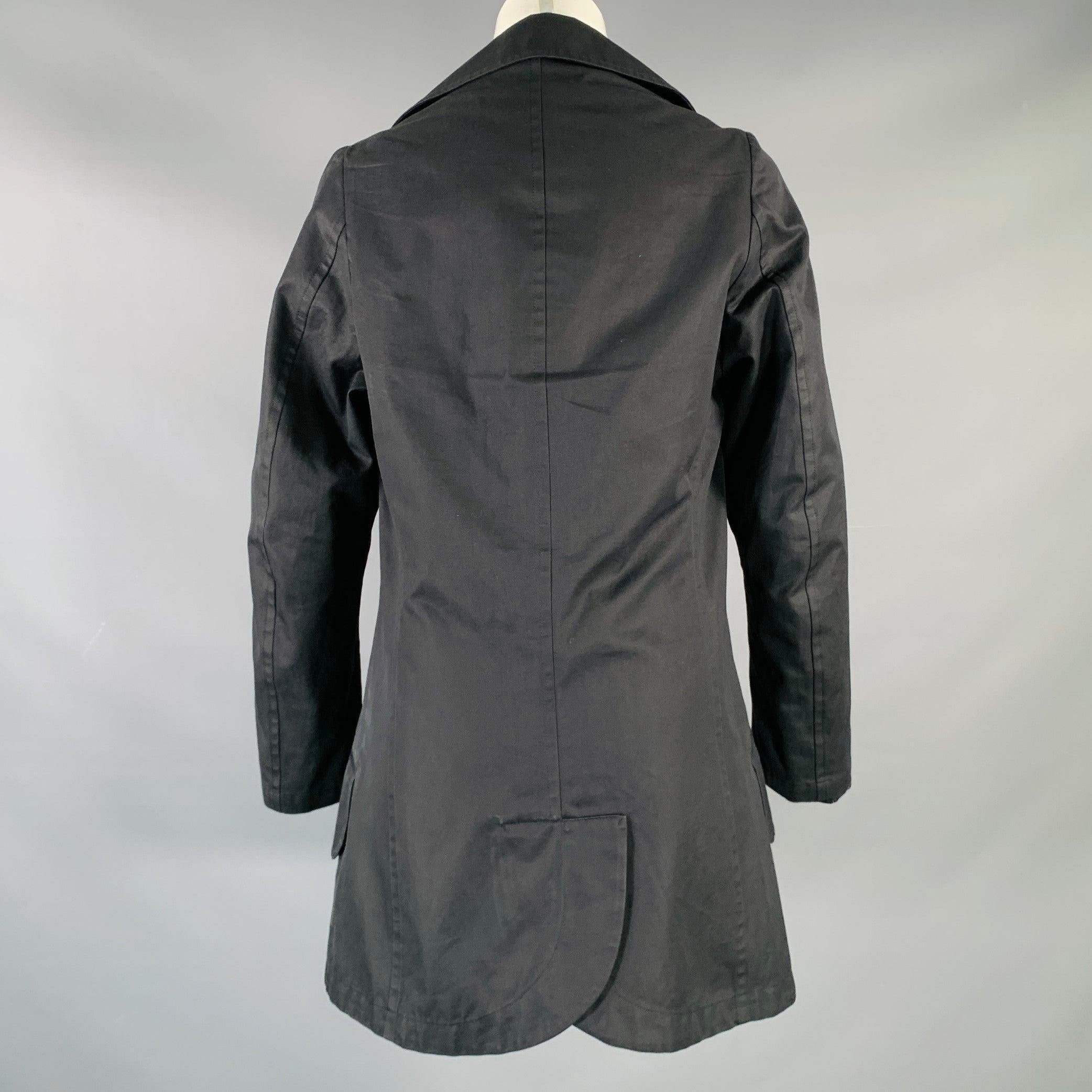 Donna Yohji Yamamoto Taglia S Cappotto in cotone nero con risvolto a tacche in vendita