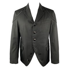 YOHJI YAMAMOTO Size S Black Cotton Zip Shoulder Button Sport Coat