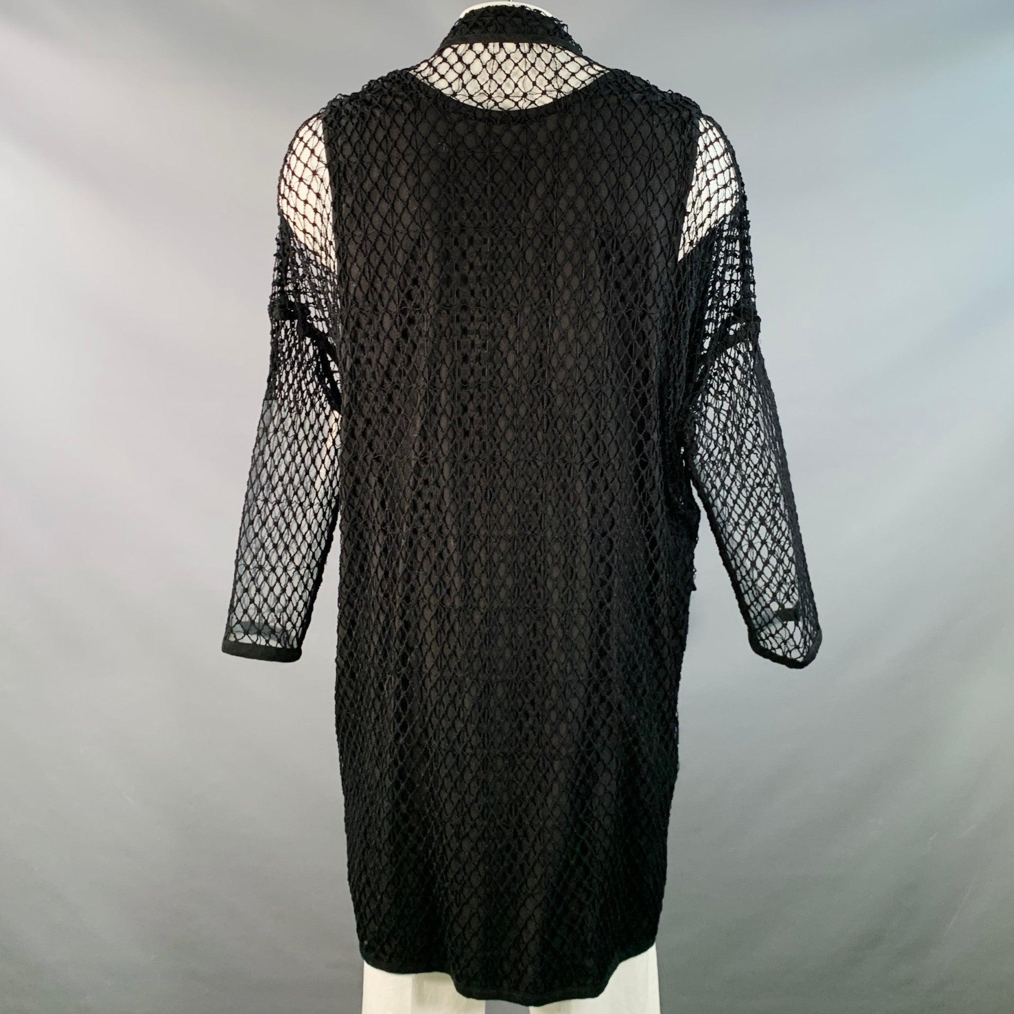 Men's YOHJI YAMAMOTO Size S Black Fishnet Mesh Cotton Coat For Sale