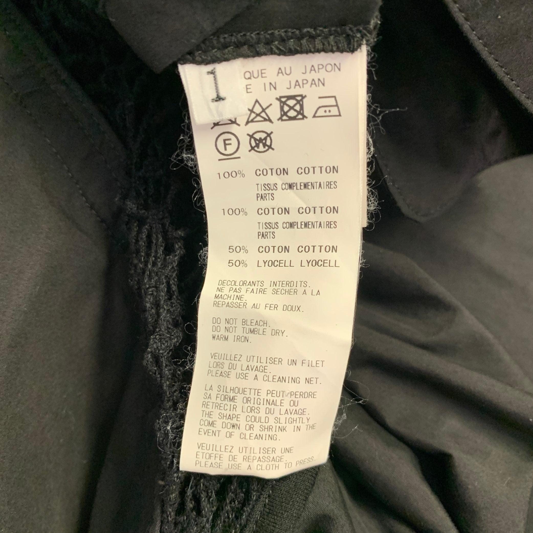 YOHJI YAMAMOTO Size S Black Fishnet Mesh Cotton Coat For Sale 3