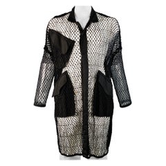 YOHJI YAMAMOTO Size S Black Fishnet Mesh Cotton Coat