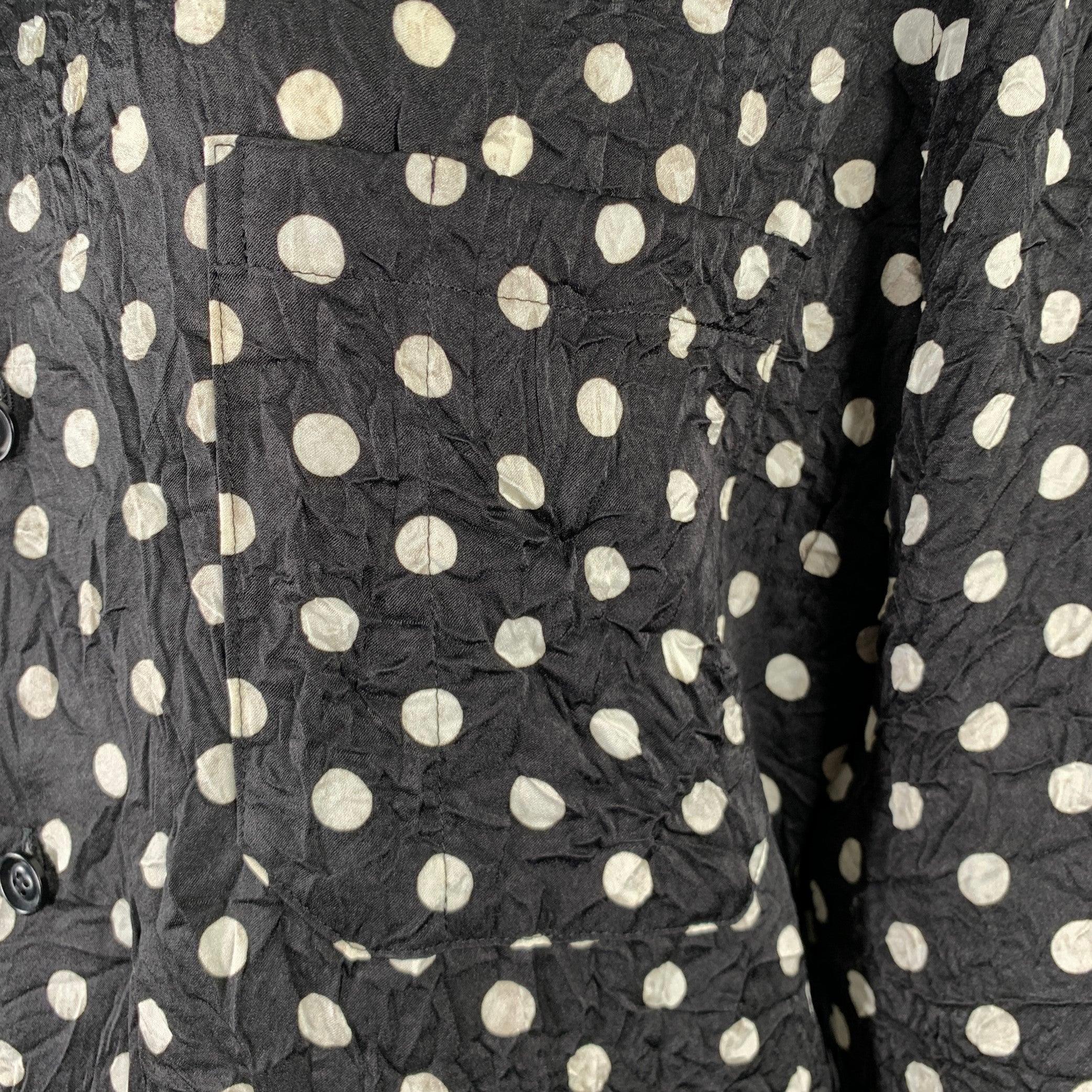 Yohji Yamamoto Taglia S Nero Bianco Poliestere Dot Dot Una tasca Camicetta In condizioni buone in vendita a San Francisco, CA