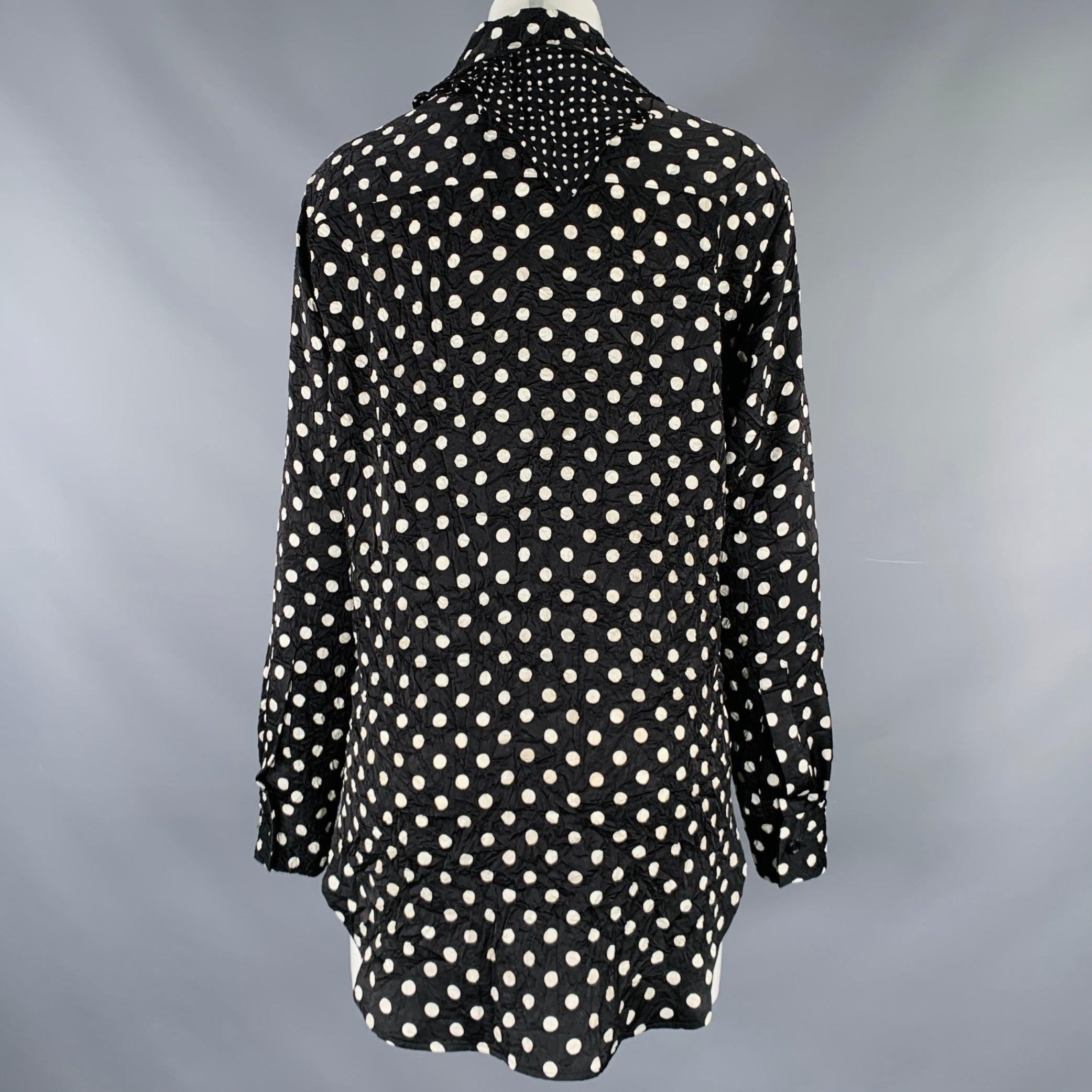 Yohji Yamamoto Taglia S Nero Bianco Poliestere Dot Dot Una tasca Camicetta in vendita 1