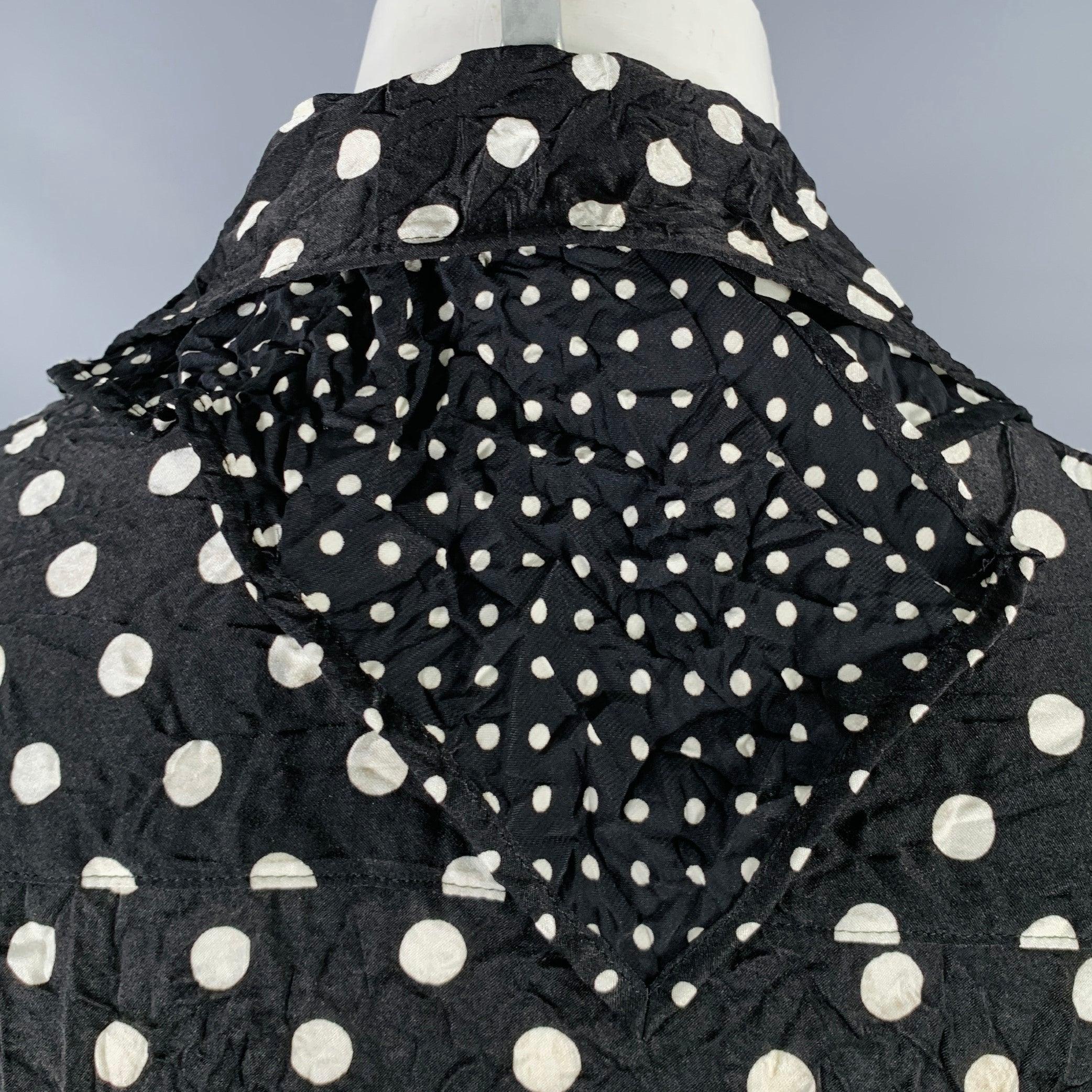 Yohji Yamamoto Taglia S Nero Bianco Poliestere Dot Dot Una tasca Camicetta in vendita 2