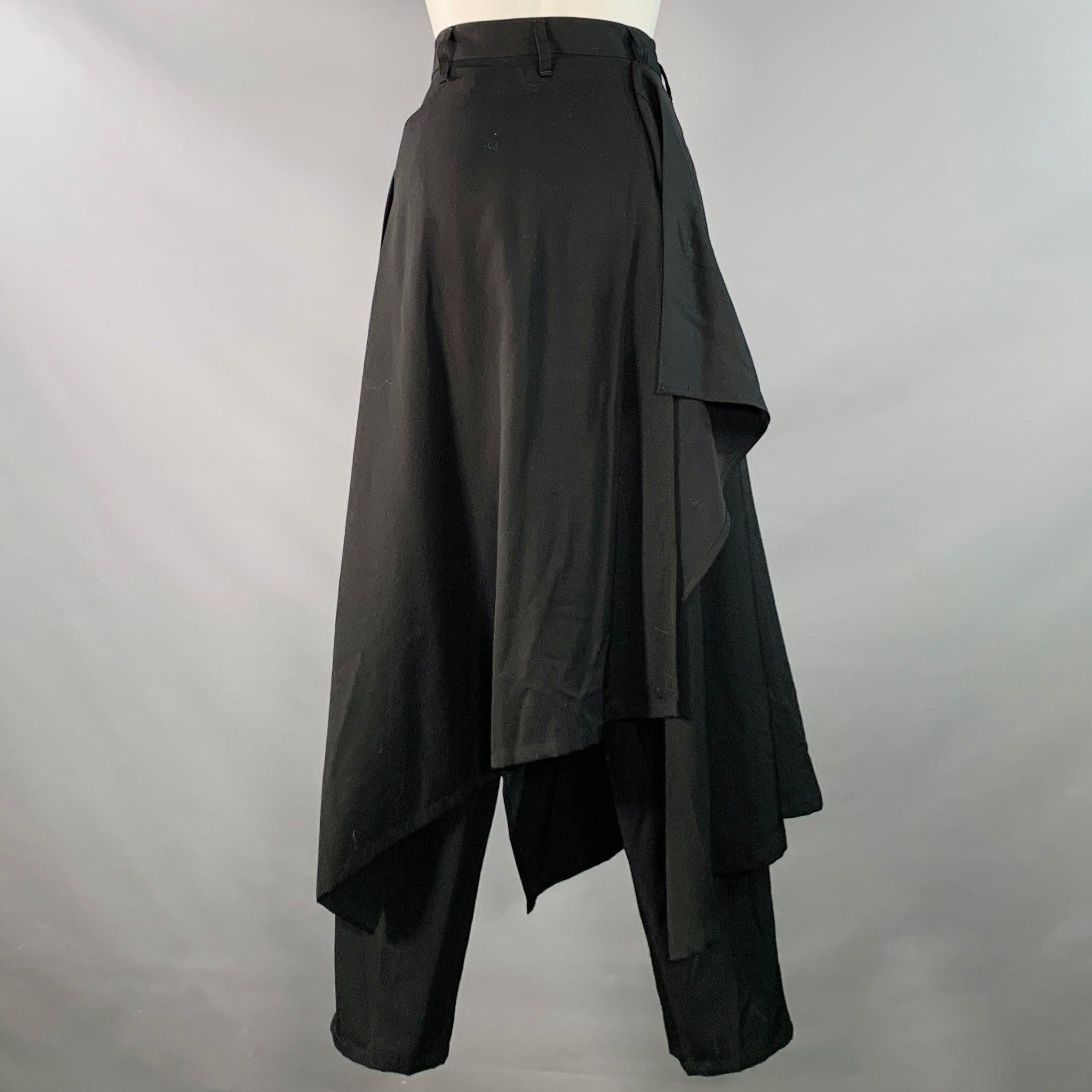 Noir YOHJI YAMAMOTO Size S Black Wool Tapered Skirt Dress Pants