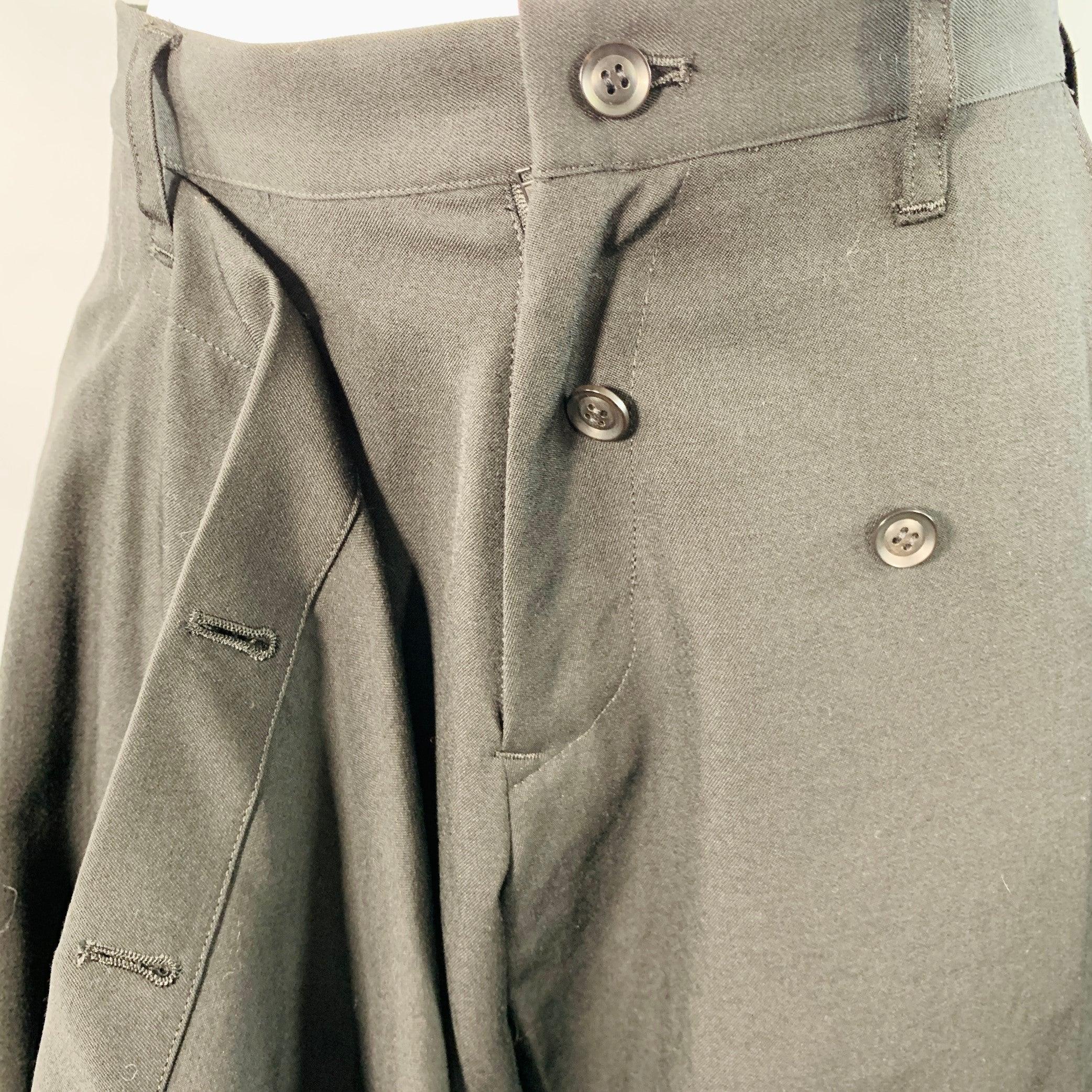 YOHJI YAMAMOTO Size S Black Wool Tapered Skirt Dress Pants Excellent état à San Francisco, CA
