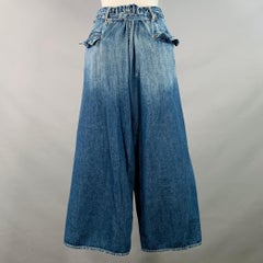 YOHJI YAMAMOTO Size S Blue Cotton Japanese Denim Wide Leg Pleated Jeans