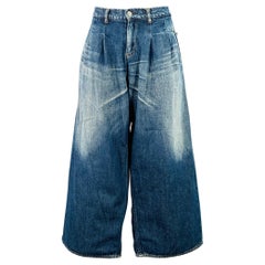 YOHJI YAMAMOTO Größe S Blau Baumwolle Japanisch Denim Weites Bein Plissee Jeans