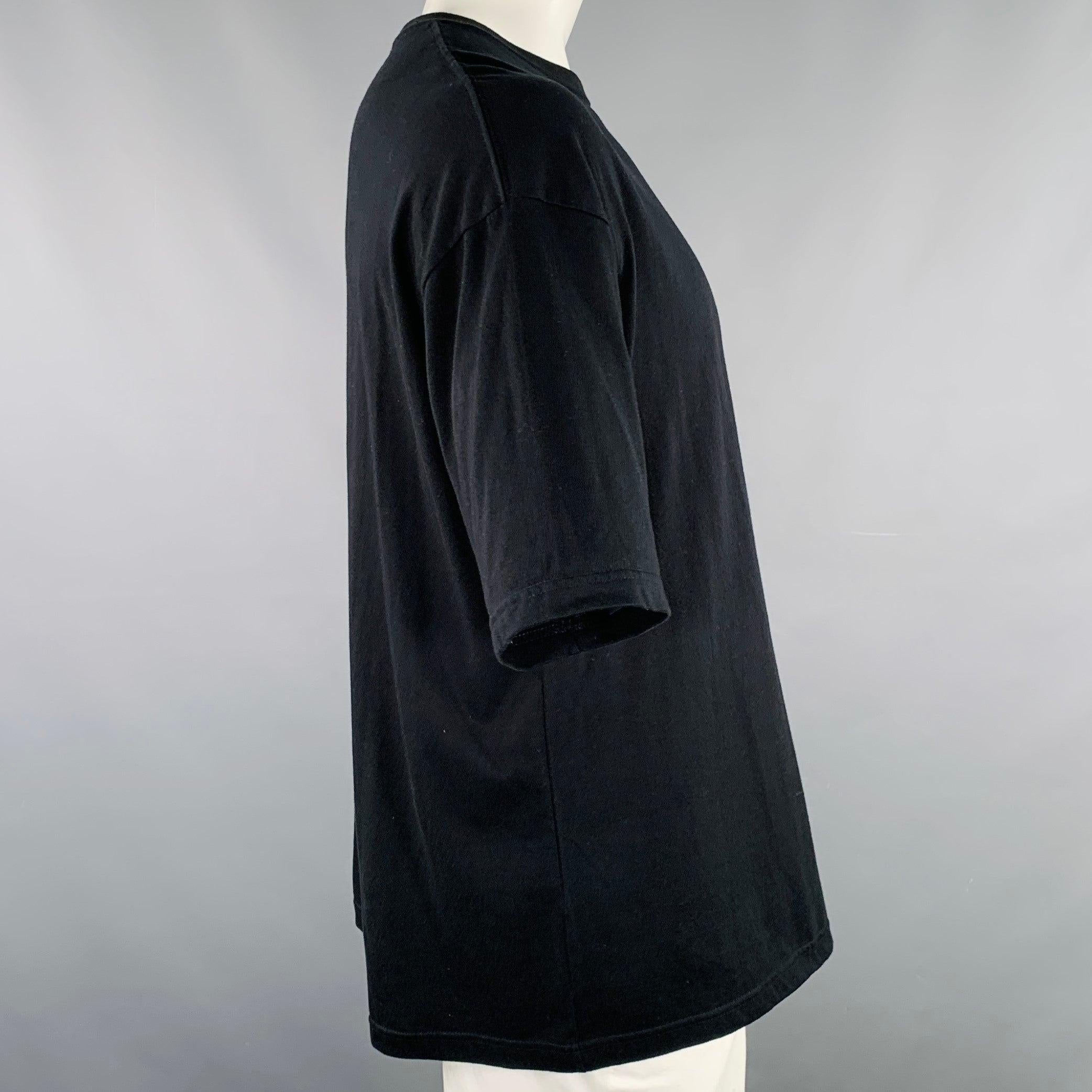 YOHJI YAMAMOTO Talla XL Camiseta cuello redondo algodón negro estampado logotipo Negro en venta