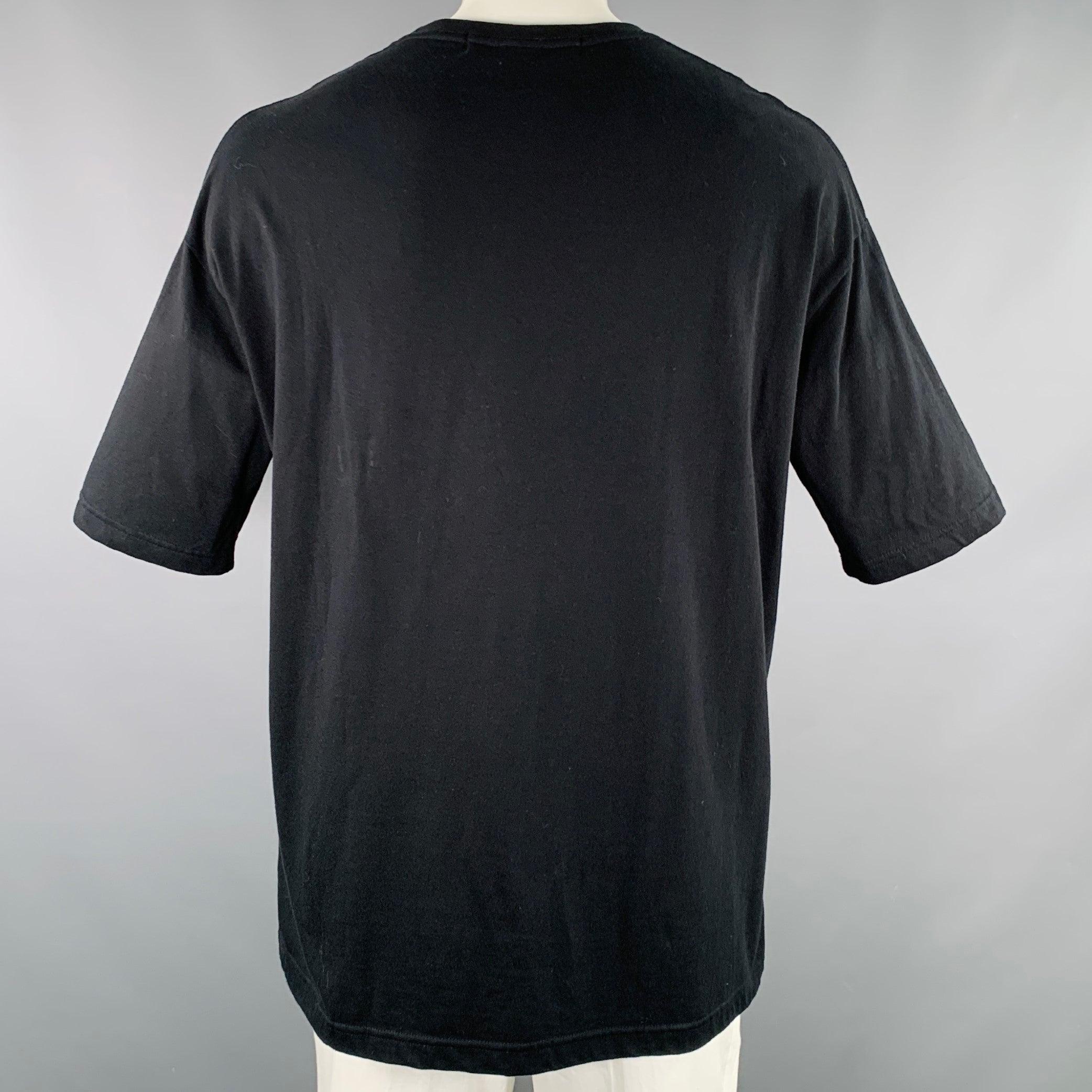 YOHJI YAMAMOTO Talla XL Camiseta cuello redondo algodón negro estampado logotipo en Bueno estado para la venta en San Francisco, CA