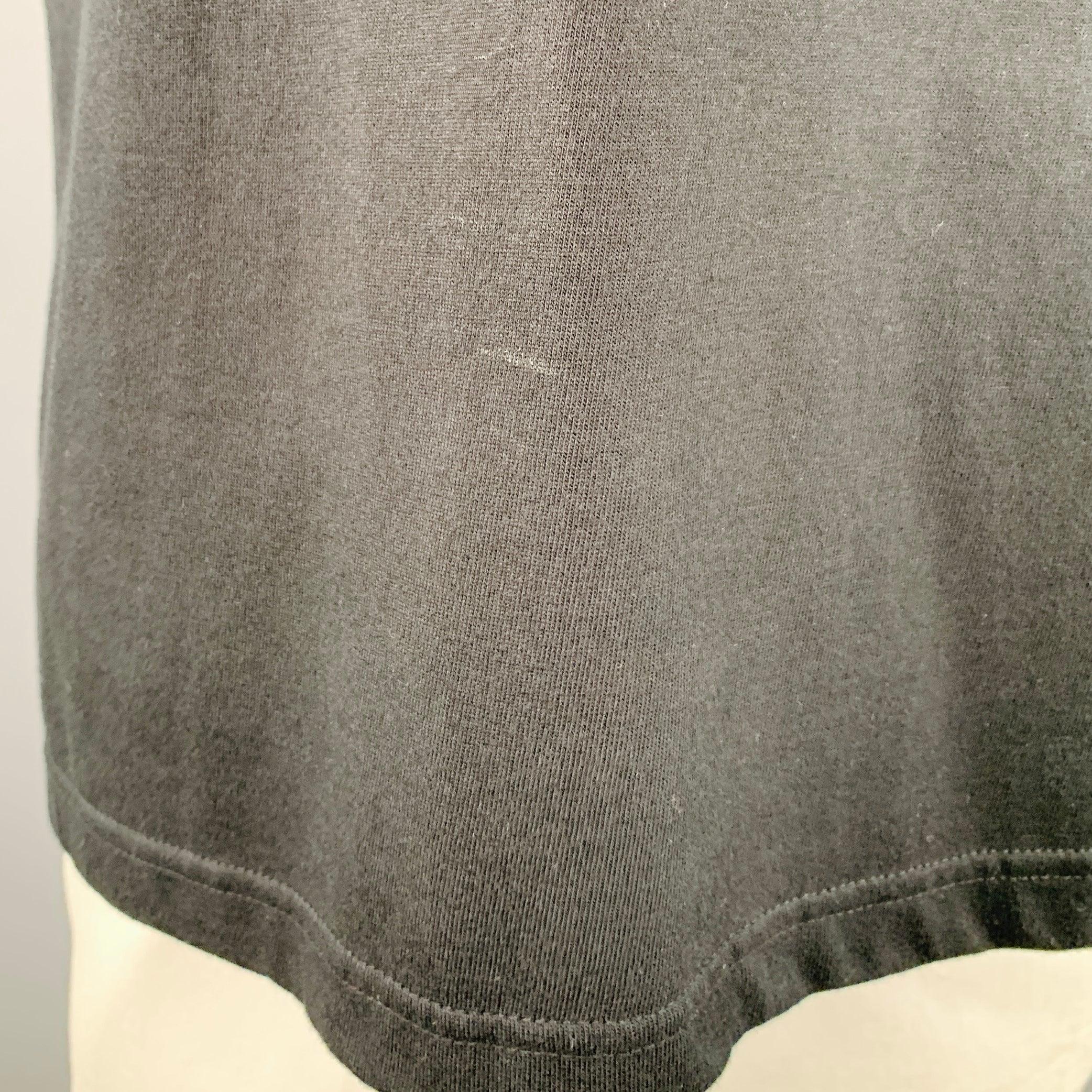 De los hombres YOHJI YAMAMOTO Talla XL Camiseta cuello redondo algodón negro estampado logotipo en venta