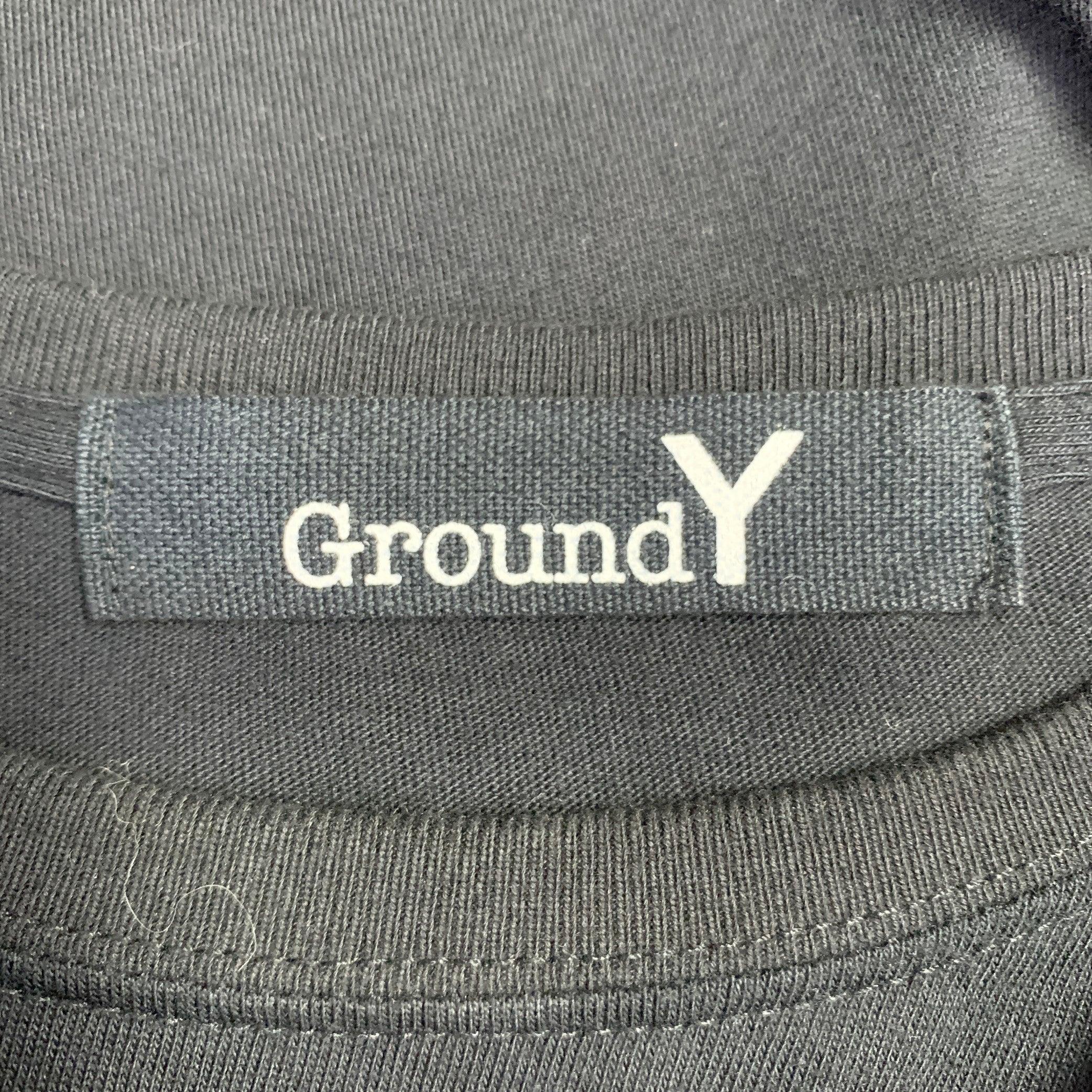 YOHJI YAMAMOTO Talla XL Camiseta cuello redondo algodón negro estampado logotipo en venta 1