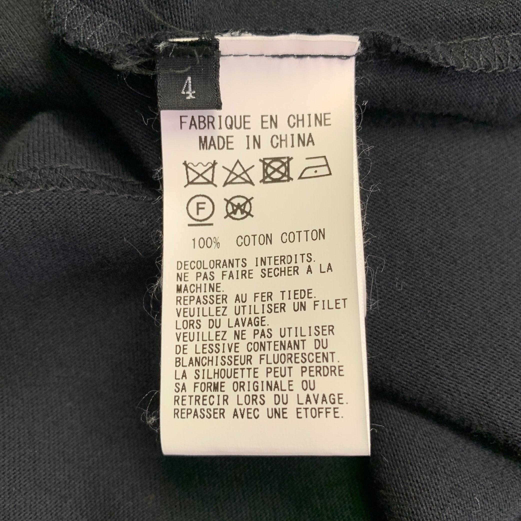 YOHJI YAMAMOTO Talla XL Camiseta cuello redondo algodón negro estampado logotipo en venta 2
