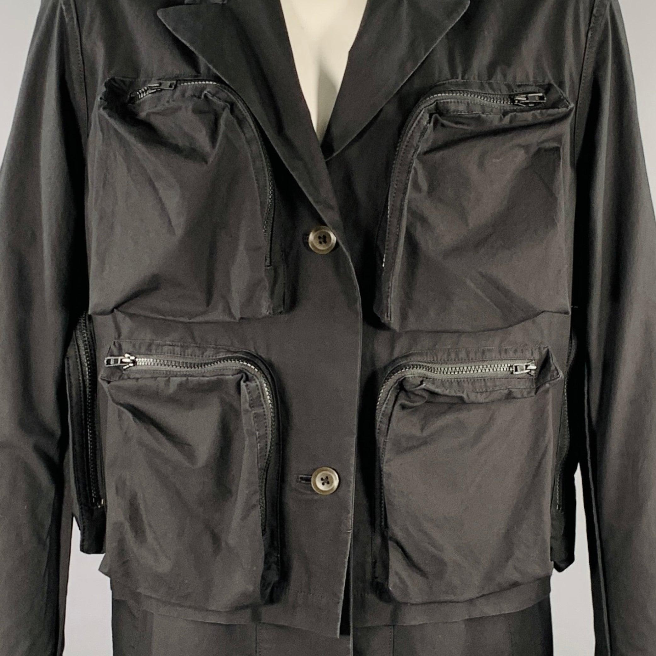Nero Yohji Yamamoto Taglia XL Cappotto reversibile in cotone nero in vendita
