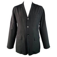 YOHJI YAMAMOTO Size XL Black Silk Single Breasted Drop Shoulder Sport Coat