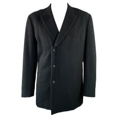 YOHJI YAMAMOTO Size XL Black Wool Peak Lapel Sport Coat