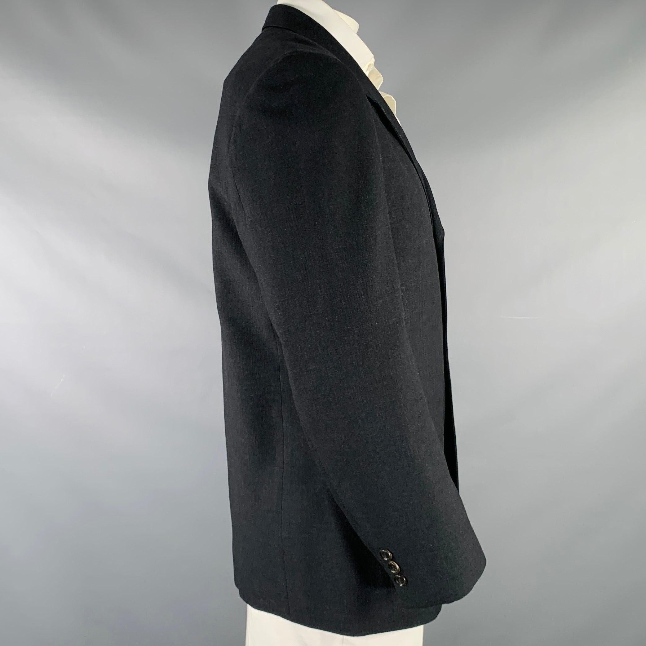 YOHJI YAMAMOTO Abrigo deportivo de lana gris con pespuntes en contraste, talla XL Negro en venta