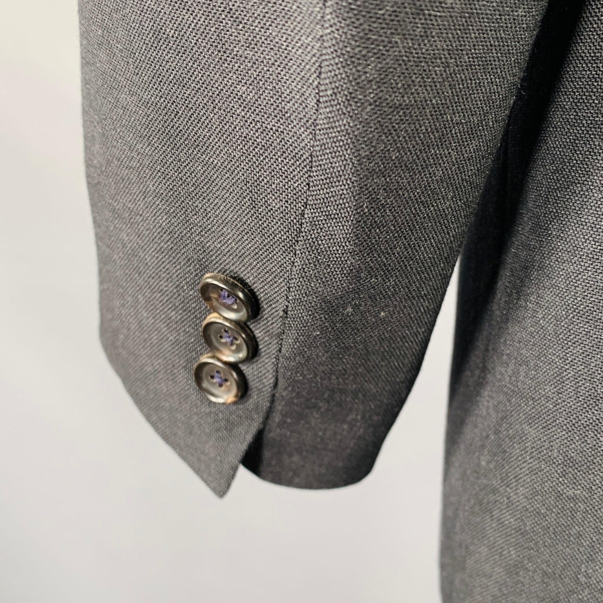 De los hombres YOHJI YAMAMOTO Abrigo deportivo de lana gris con pespuntes en contraste, talla XL en venta
