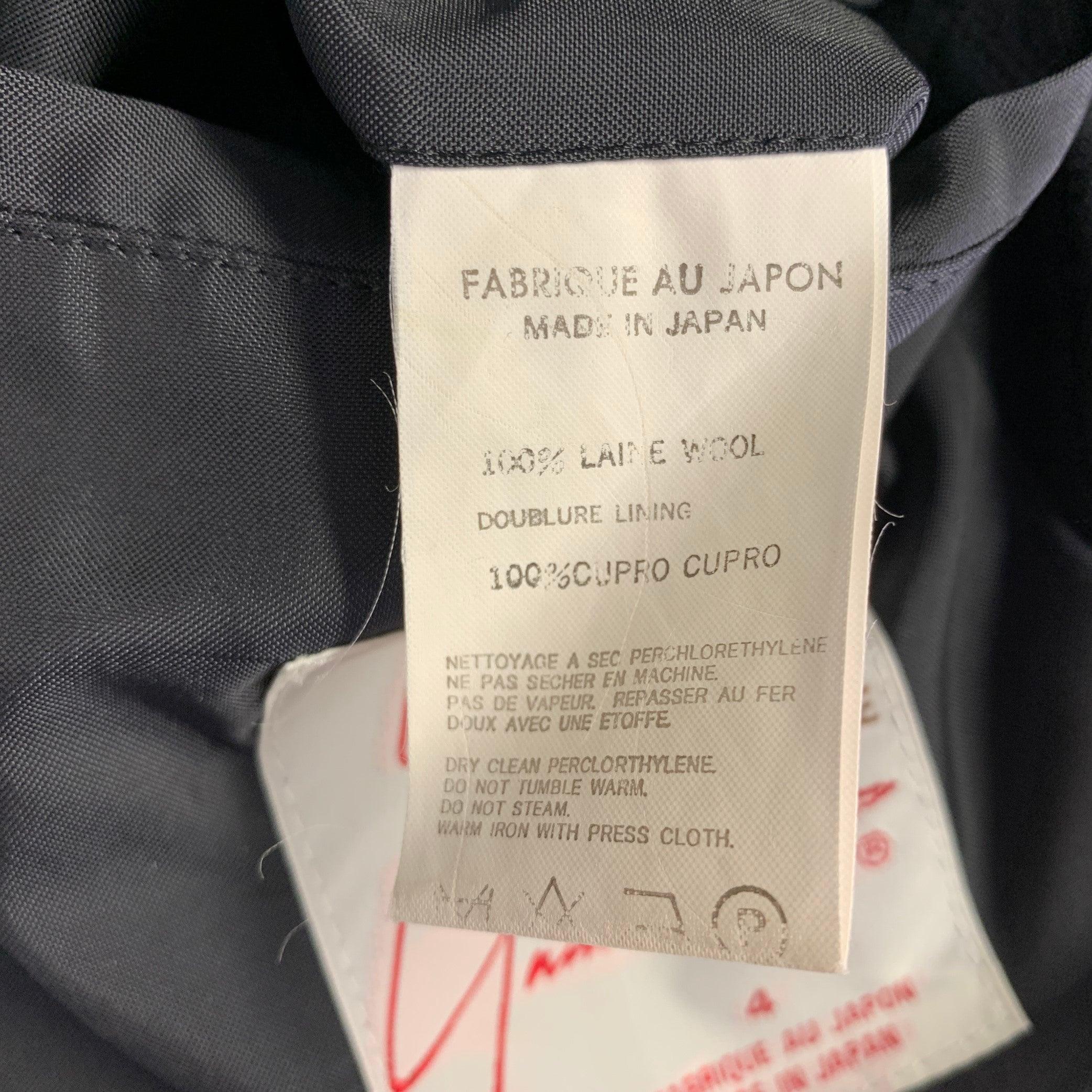 YOHJI YAMAMOTO Abrigo deportivo de lana gris con pespuntes en contraste, talla XL en venta 2