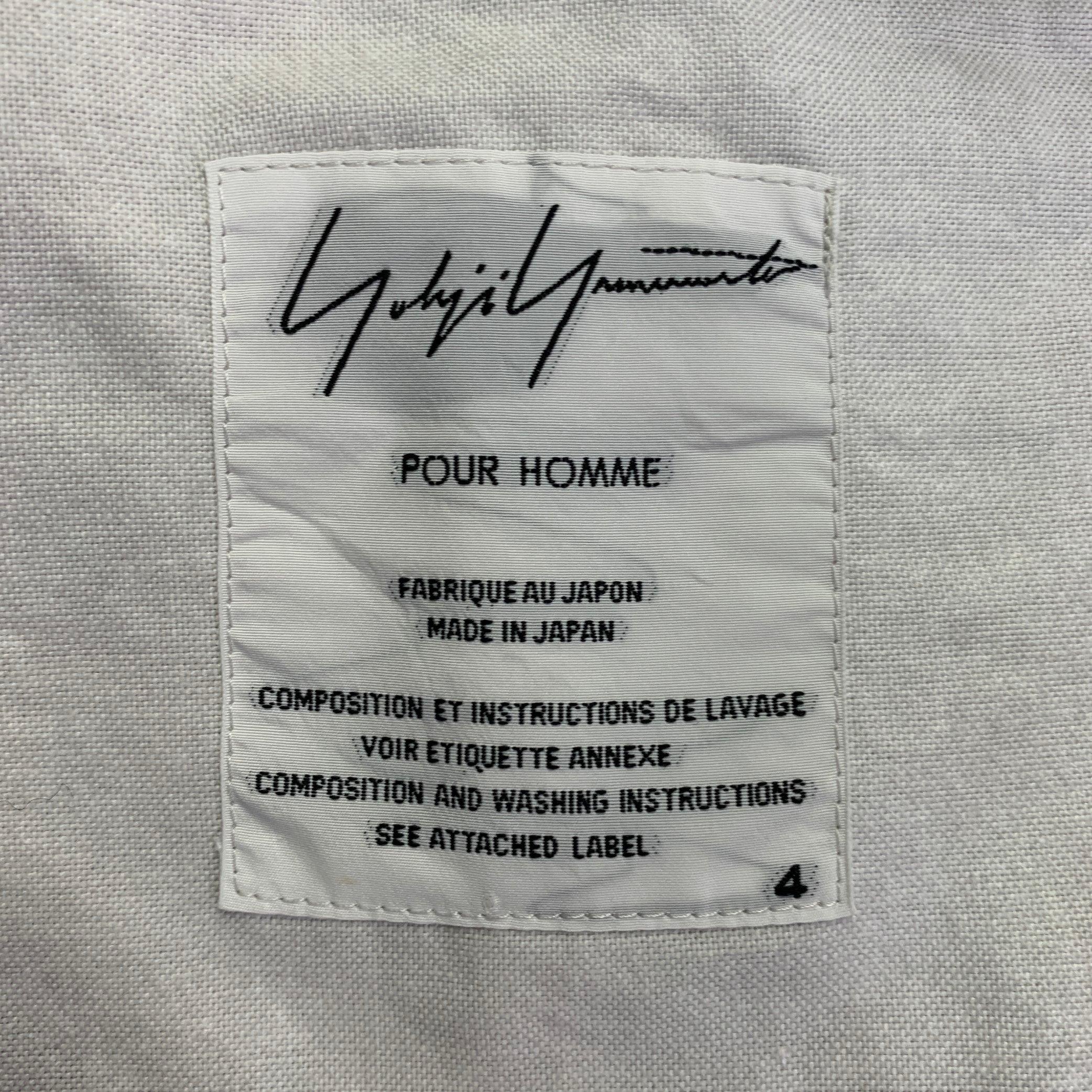 YOHJI YAMAMOTO Size XL Light Grey Cotton Belted Coat For Sale 5