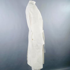 YOHJI YAMAMOTO Size XL Light Grey Cotton Belted Coat