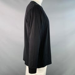 YOHJI YAMAMOTO Size XXL Black Grey Logo Cotton Crew Neck Pullover