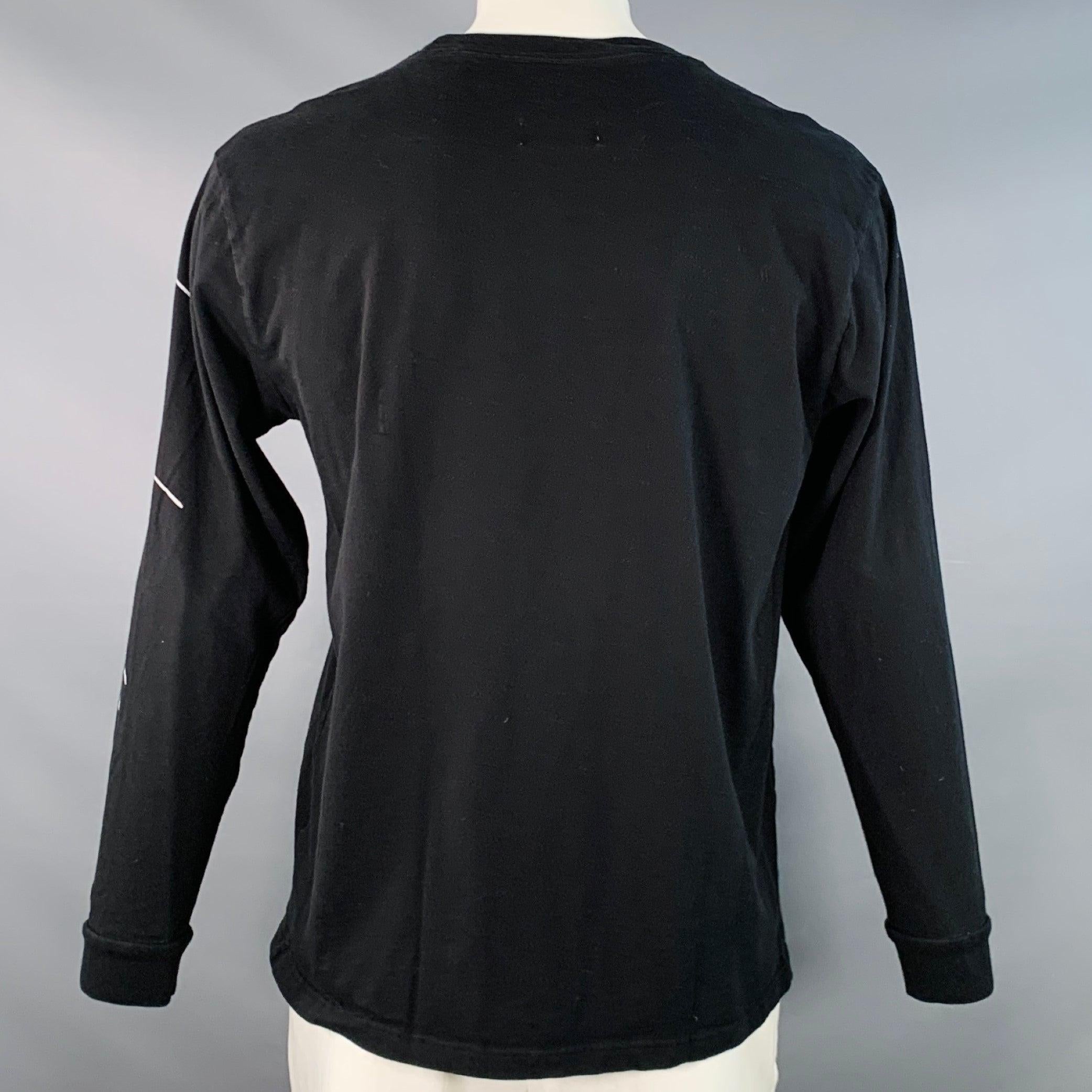 Yohji Yamamoto Taglia XXL Nero Grigio Logo Cotone Girocollo Pullover In condizioni ottime in vendita a San Francisco, CA