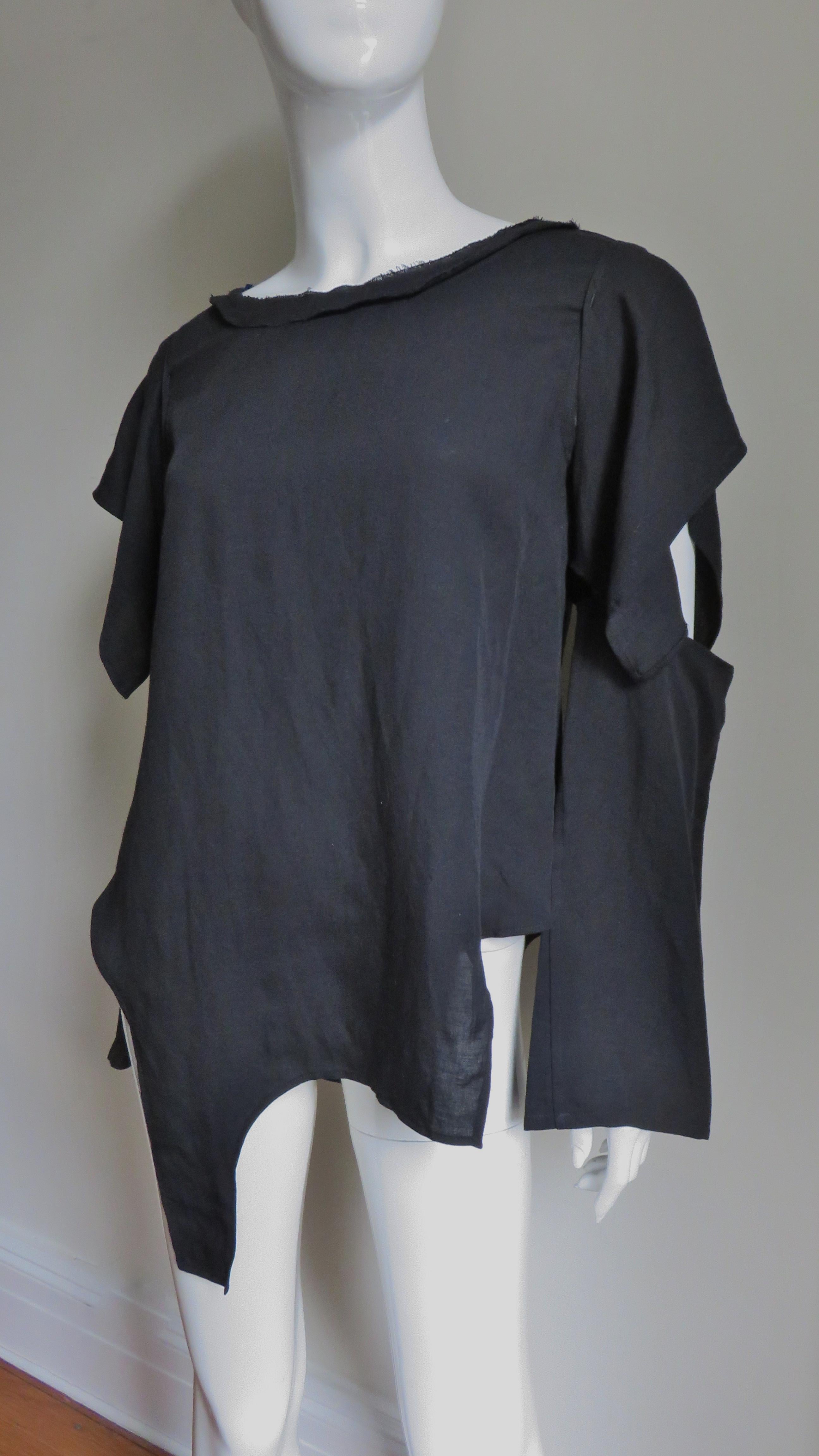 Yohji Yamamoto Cut out Asymmetric Top Shirt For Sale 4