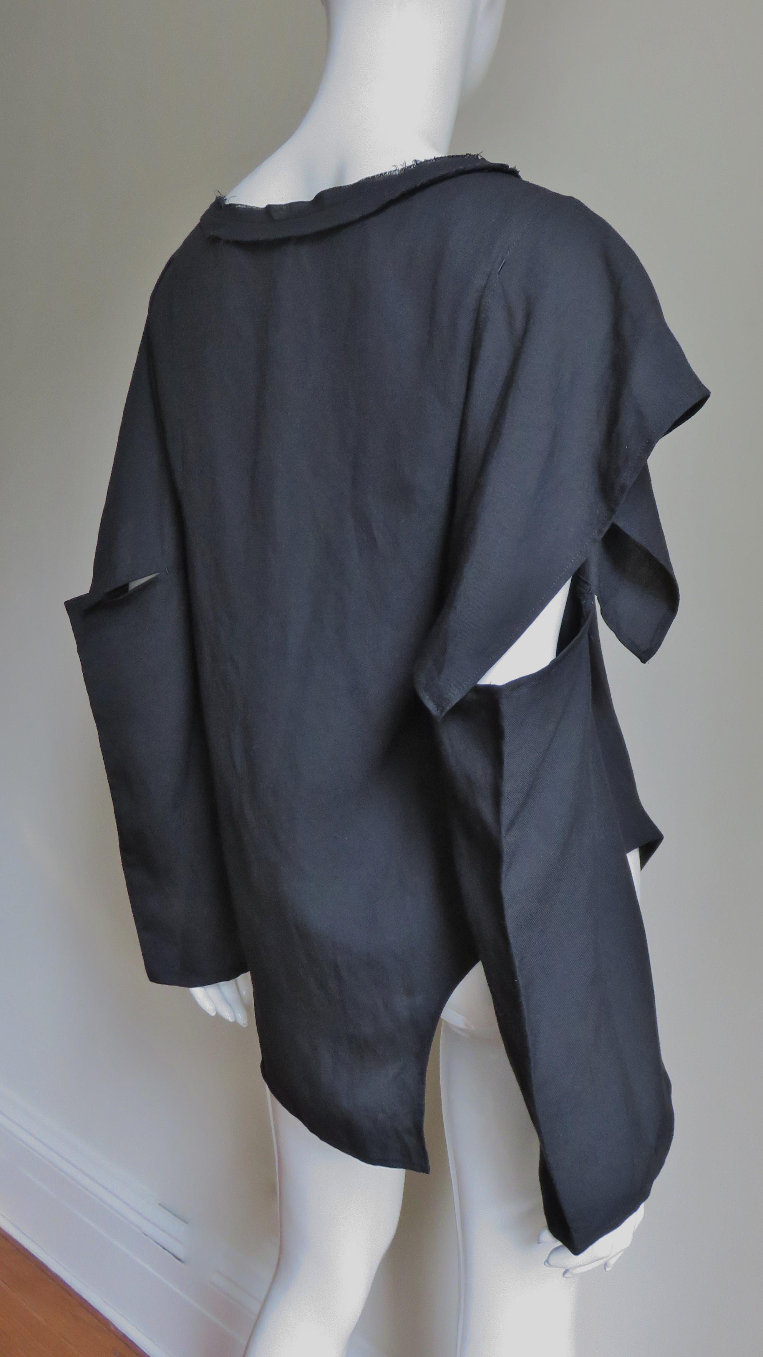 Yohji Yamamoto Cut out Asymmetric Top Shirt For Sale 6