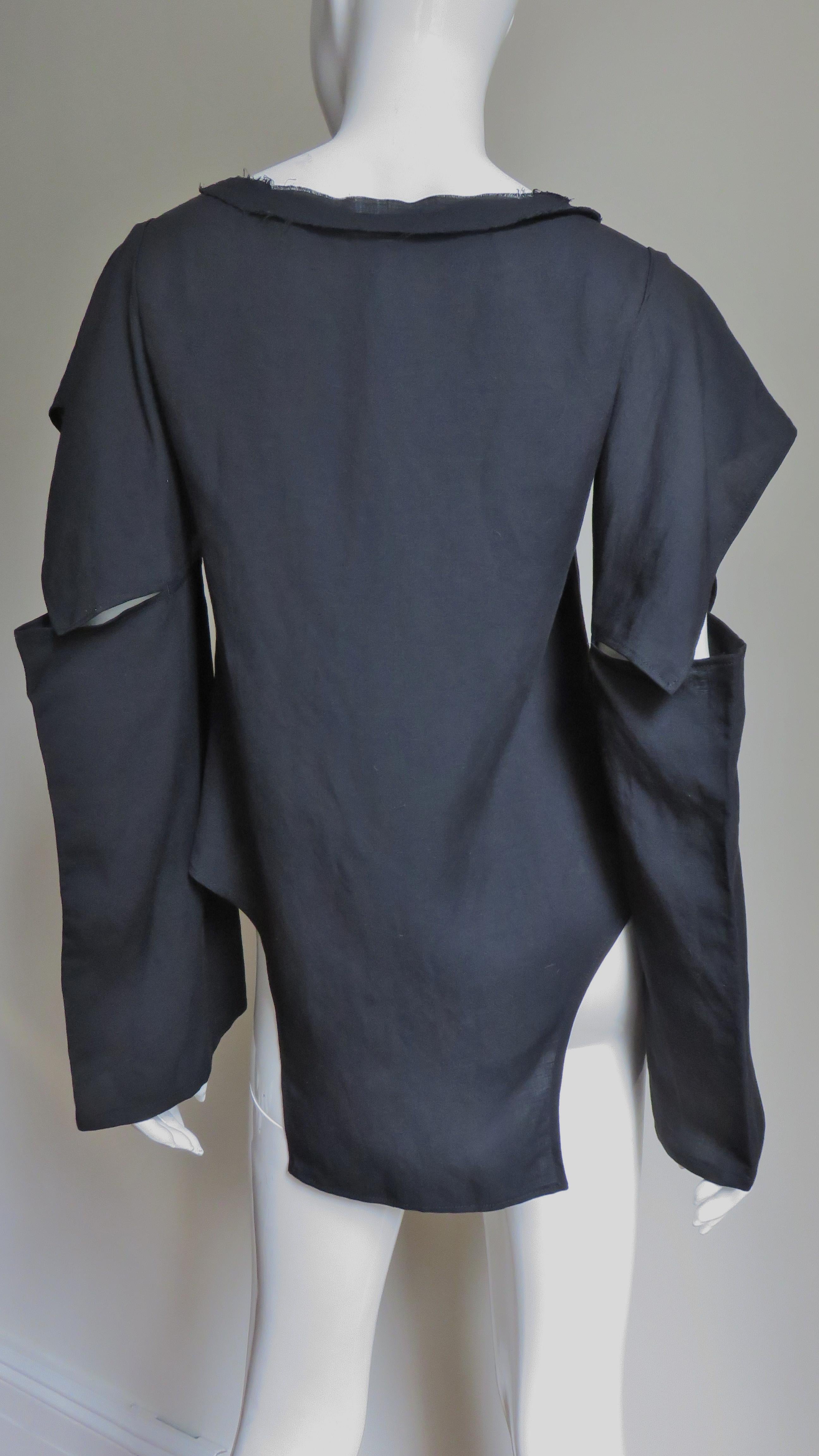 Yohji Yamamoto Cut out Asymmetric Top Shirt For Sale 8