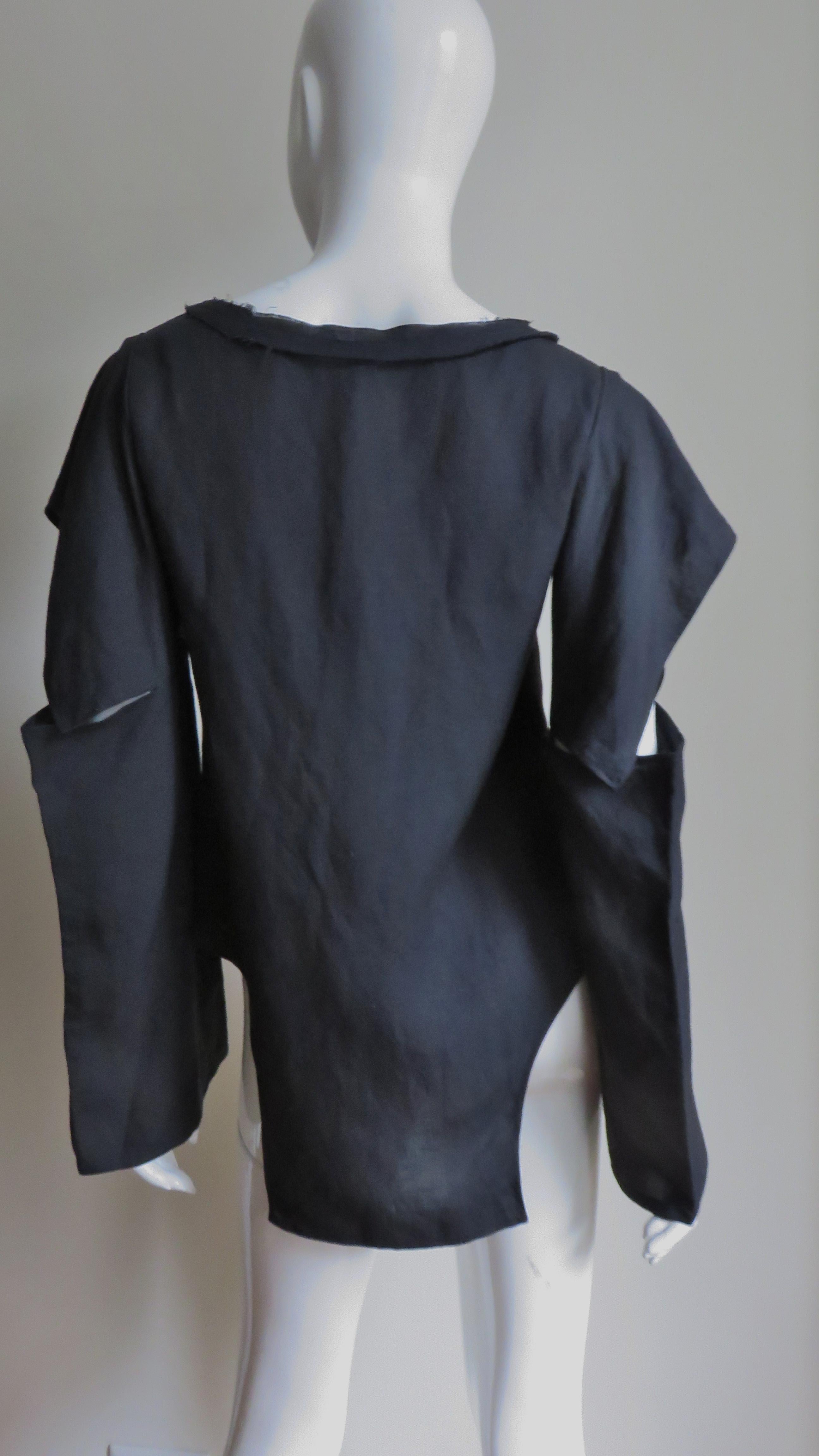Yohji Yamamoto Cut out Asymmetric Top Shirt For Sale 9